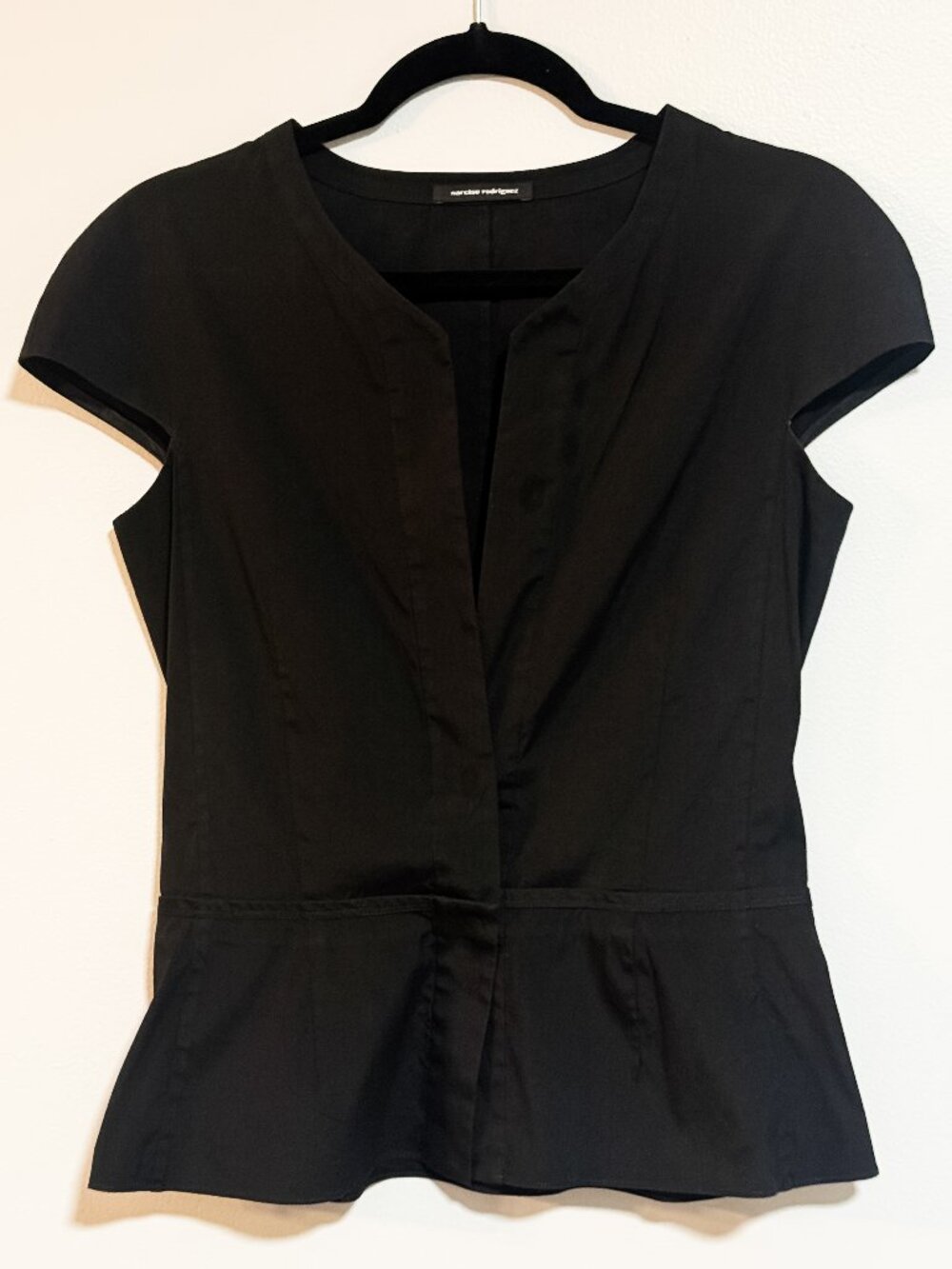 Narciso Rodriguez Black Structured Peplum Top | Sample Piece Minimalist Designer